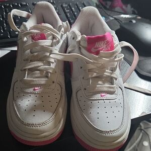Nike Kids White and Pink Air Sneakers